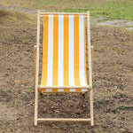 chaise longue pliable bois massif toile rayée plateau d'appoint plage