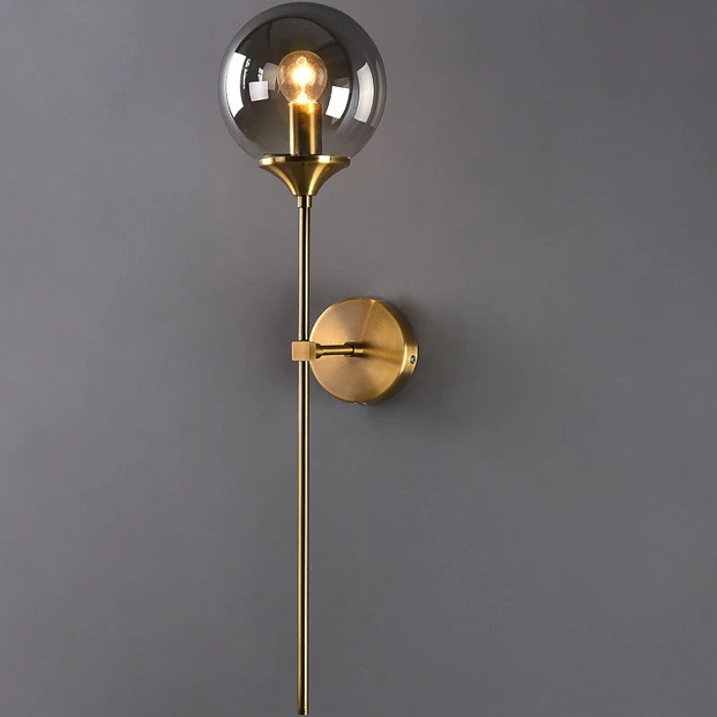 lampe murale moderne or métallique sphérique brillante oeilletsSizeMode fixation ampoule