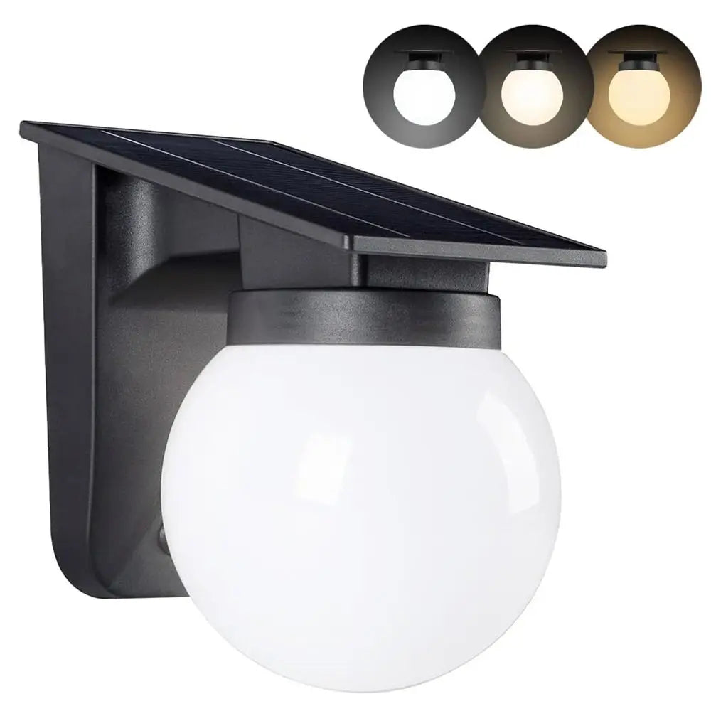 lampe solaire murale ip65 panneau solaire globe lumineux noir blanc