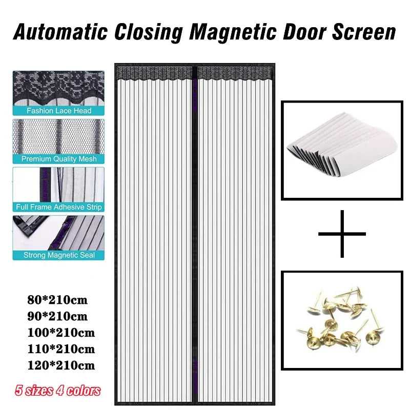 rideau porte magnétique anti moustiques noir blanc maille fine bordure dentelée moderne fonctionnel
