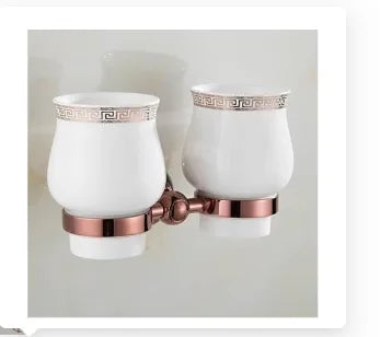 porte serviettes rose doré ensemble salle bain classique fixations murales barres anneaux