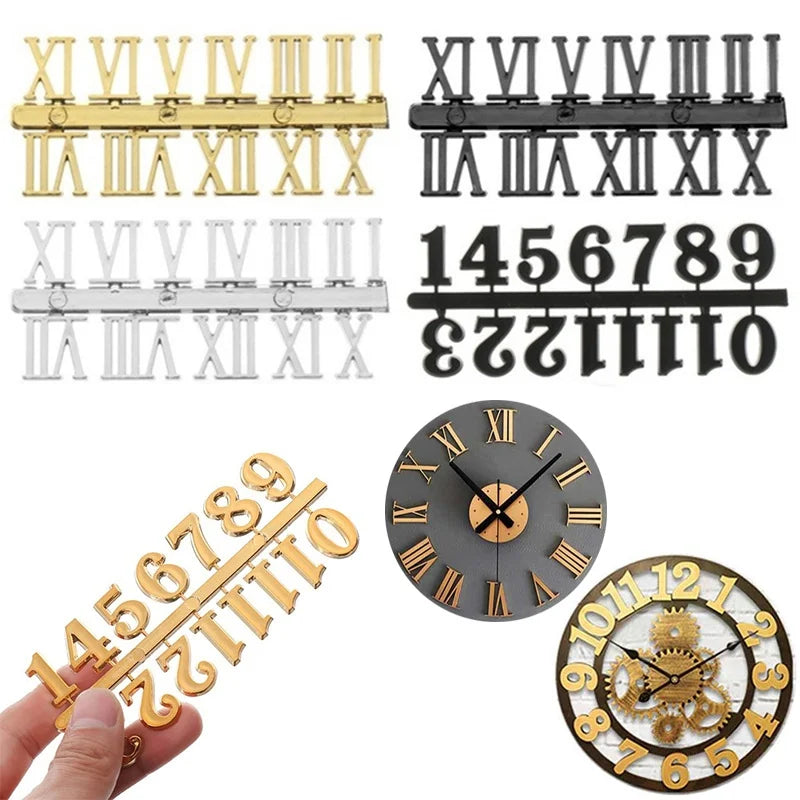 autocollants chiffres romains numéraux or argent noir adhésifs affichage horloges classiques numériques muables bricolage
