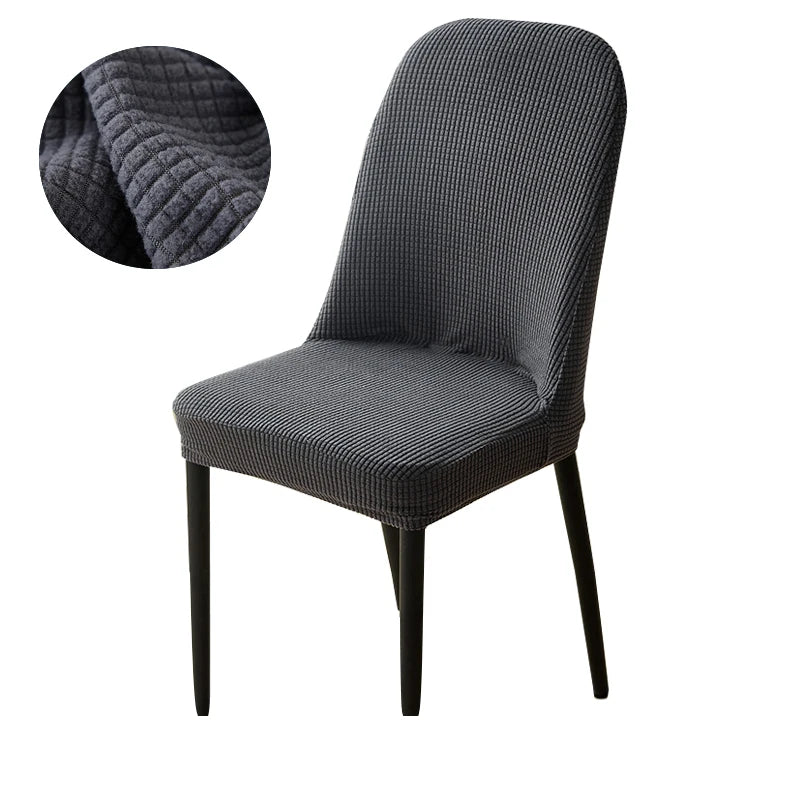 housse chaise extensible jacquard gris moderne fauteuil salle manger banquet