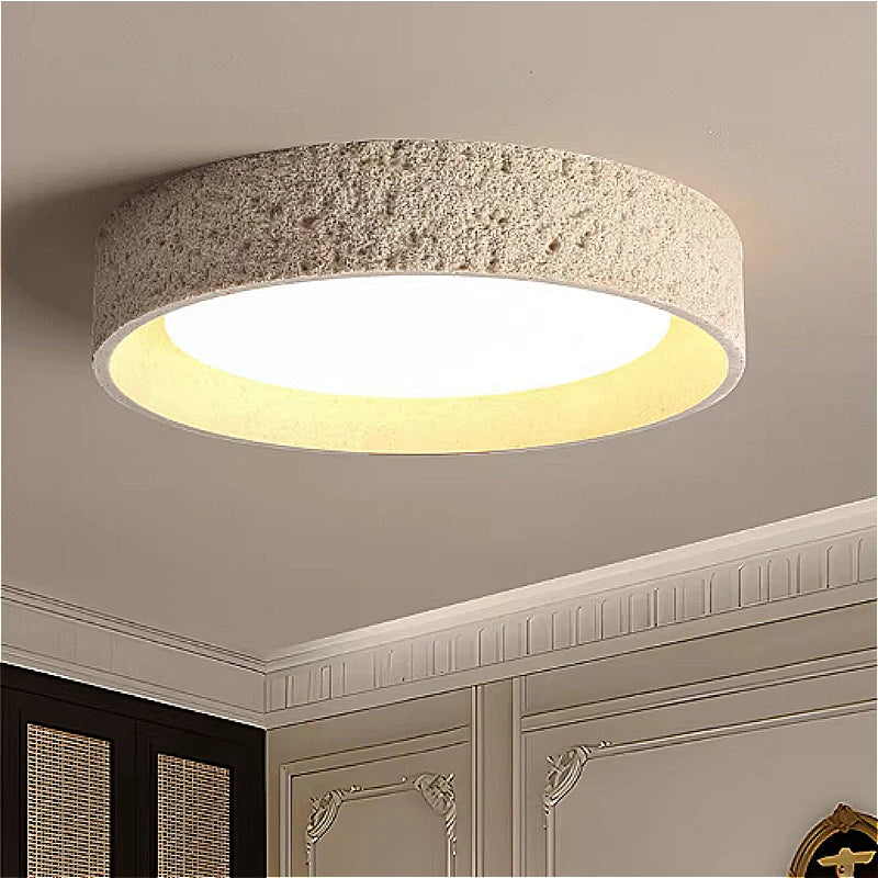 plafonnier led moderne pierre beige gris texture granulée éclairage zen minimaliste 4200k 3000k chambre
