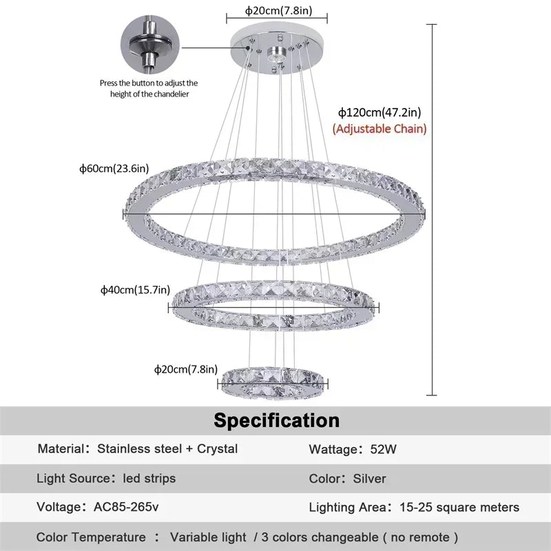 suspension lumineuse moderne acier inoxydable blanc noir strass brillant 2000 82000 lumens 90 260v