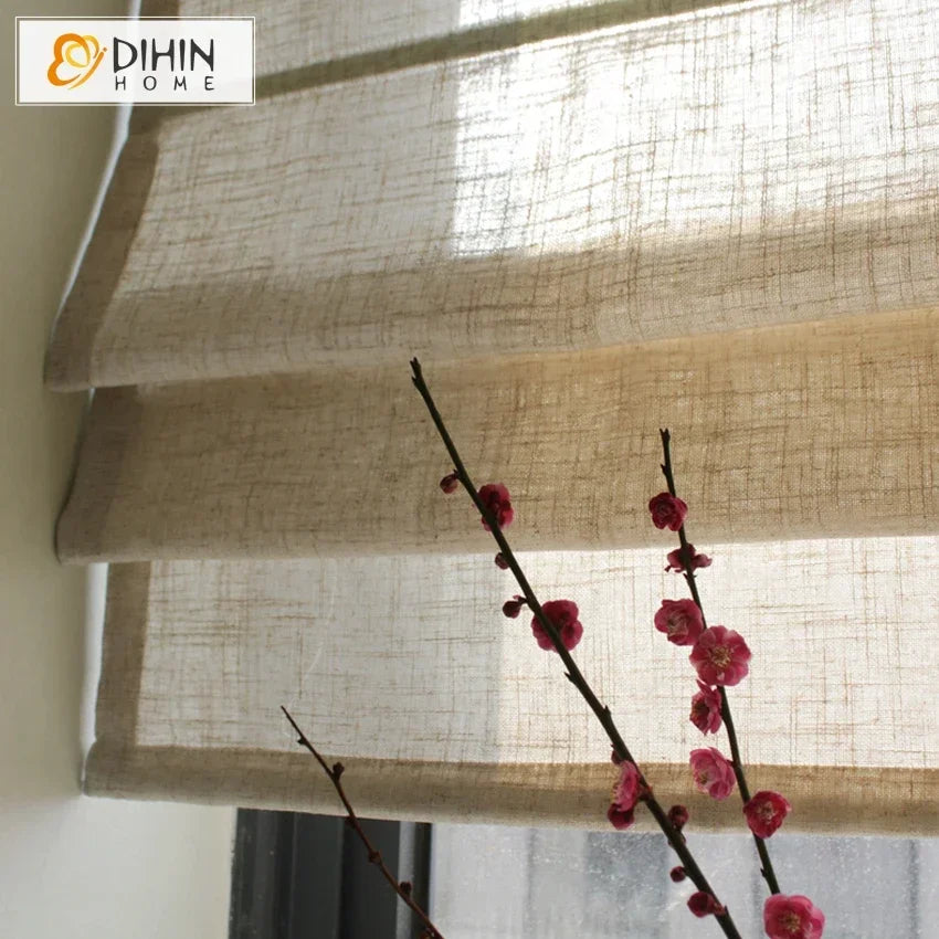 Detail du tissu et du motif horizontal du store romain