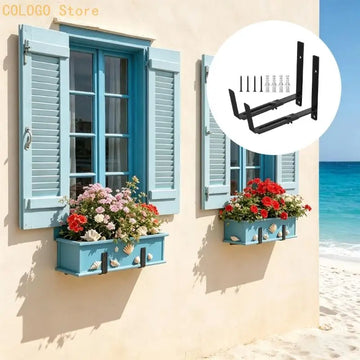 Bacs fleurs modernes minimalistes couleurs vert marron bleu blanc clips noirs intérieur extérieur