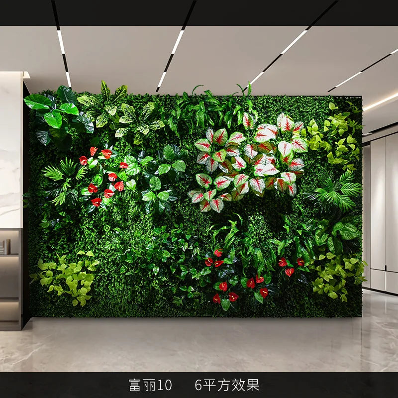 décoration mur végétal artificiel diverses feuilles fleurs moderne intérieur accroché