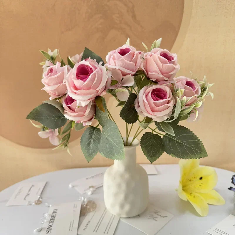 Bouquets artificiels roses soie décoration intérieure romantique classique maison événements fêtes
