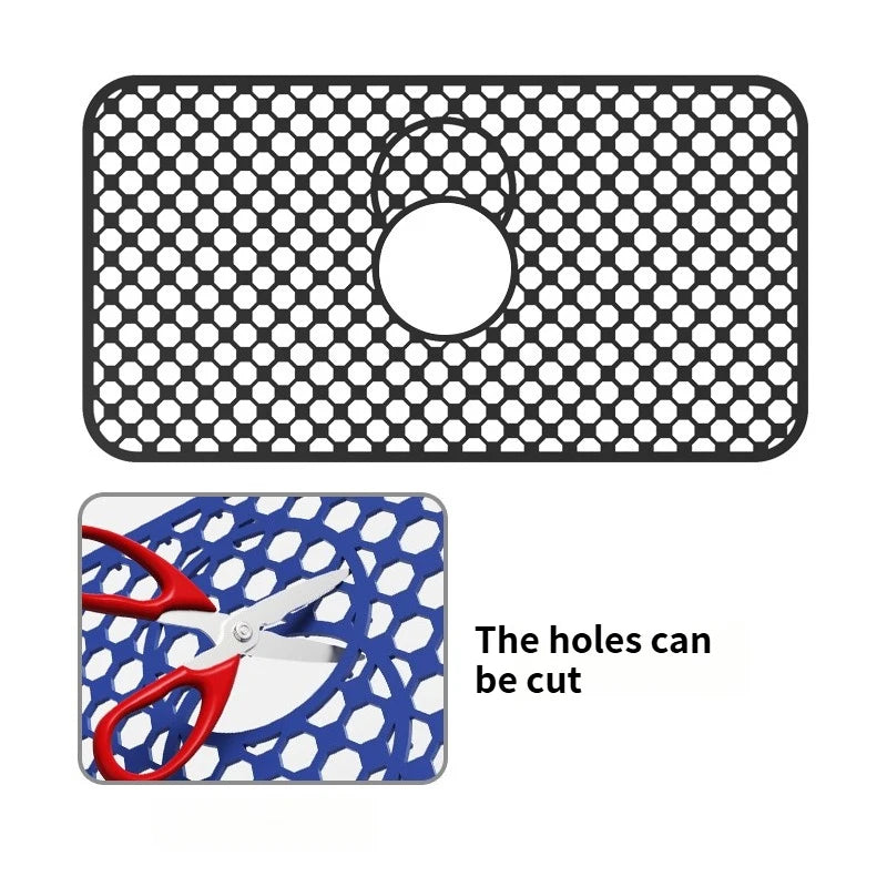 tapis lavabo silicone perforé gris moderne antidérapant drainage vaisselle 34.5x28.6cm