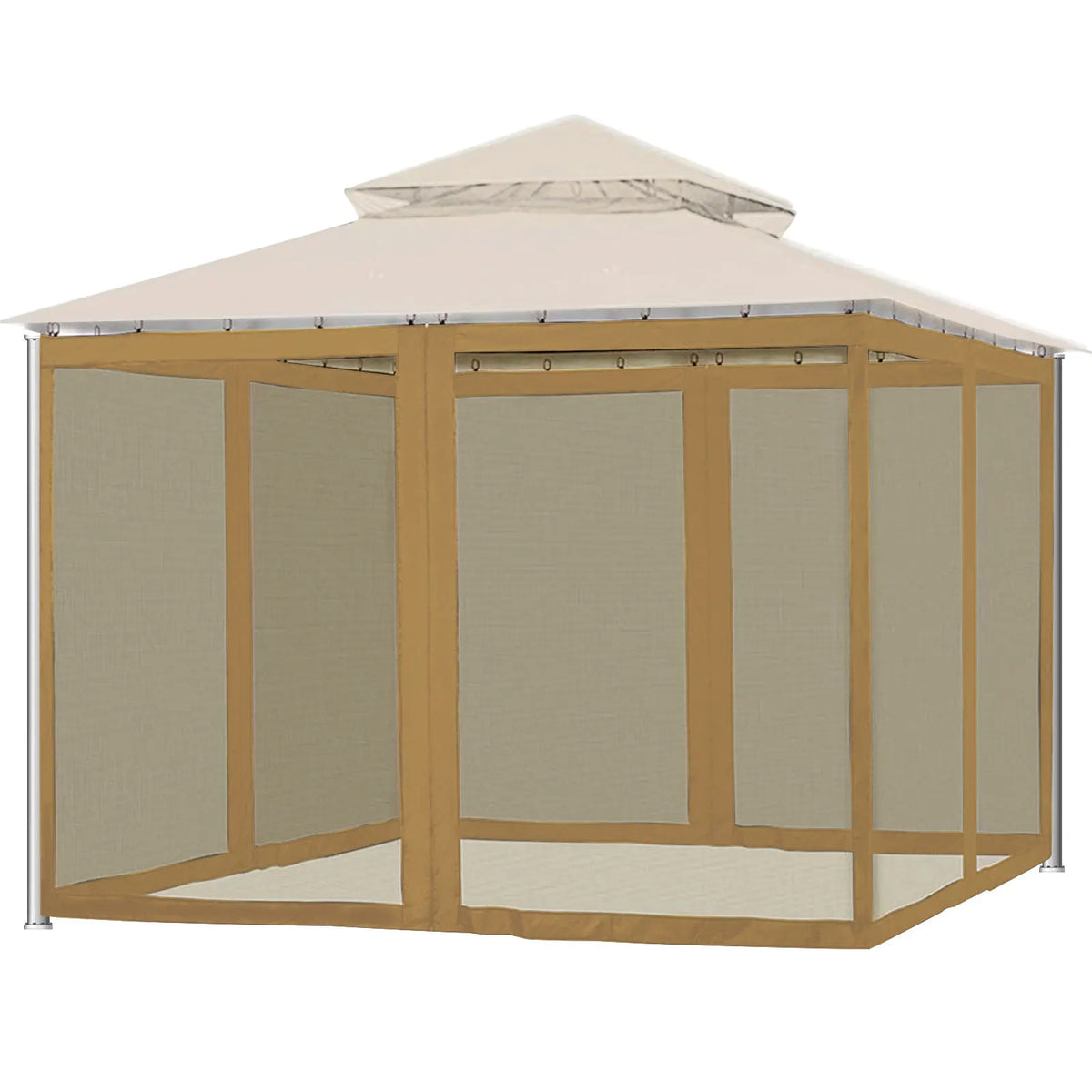 tente jardin trois portes toile imperméable grillage clips amovibles moderne beige noir