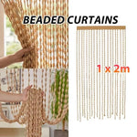 rideau bohème beige marron transparent salon décoration intérieure aspect naturel rustique