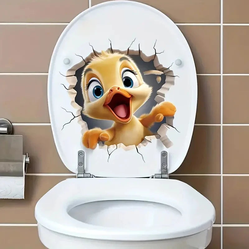 sticker mural oiseau dessin animé adhésif orange jaune gris blancintérieur moderne pvc
