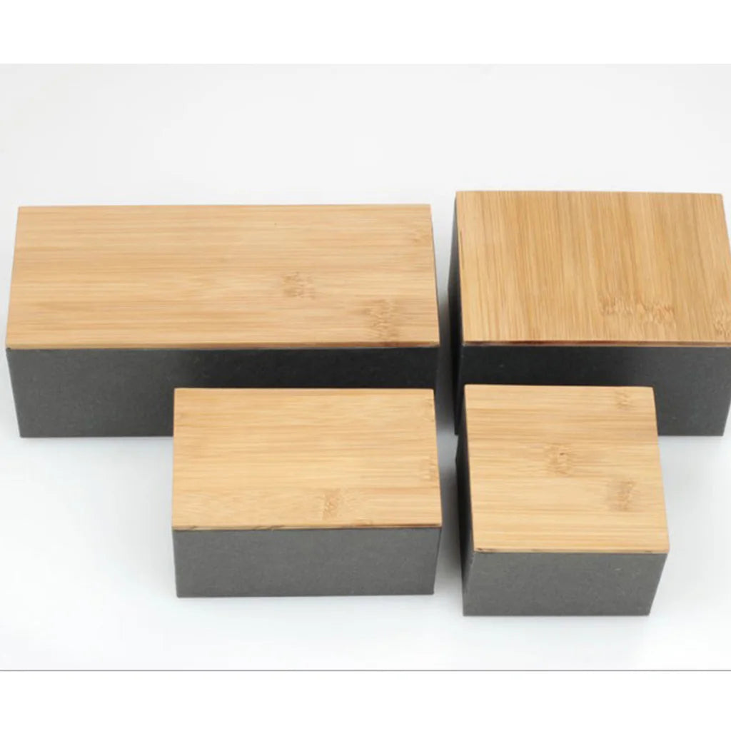 Boîte rangement bois jaune pour café et épices