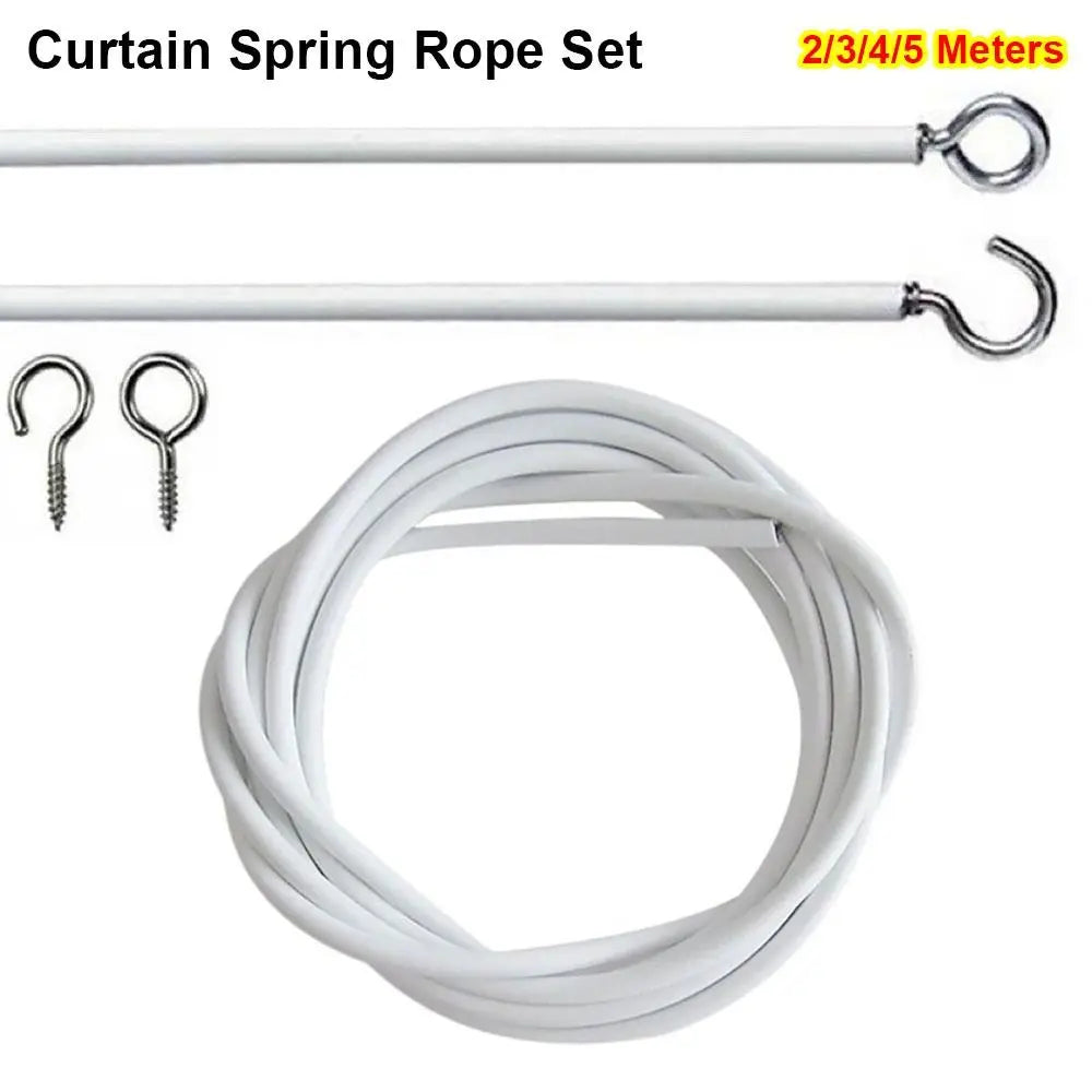 câble flexible kit rideau tension blanc argenté crochets métal minimaliste mètres