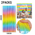rideau franges métalliques couleurs vives mariage anniversaire décoration festive adhésif pack deux