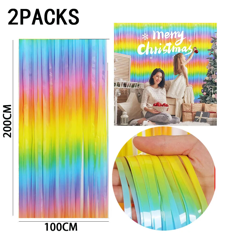 rideau franges métalliques couleurs vives mariage anniversaire décoration festive adhésif pack deux