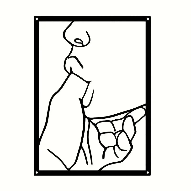 tableau mural abstrait minimaliste contemporain fer noir blanc résistant rouille