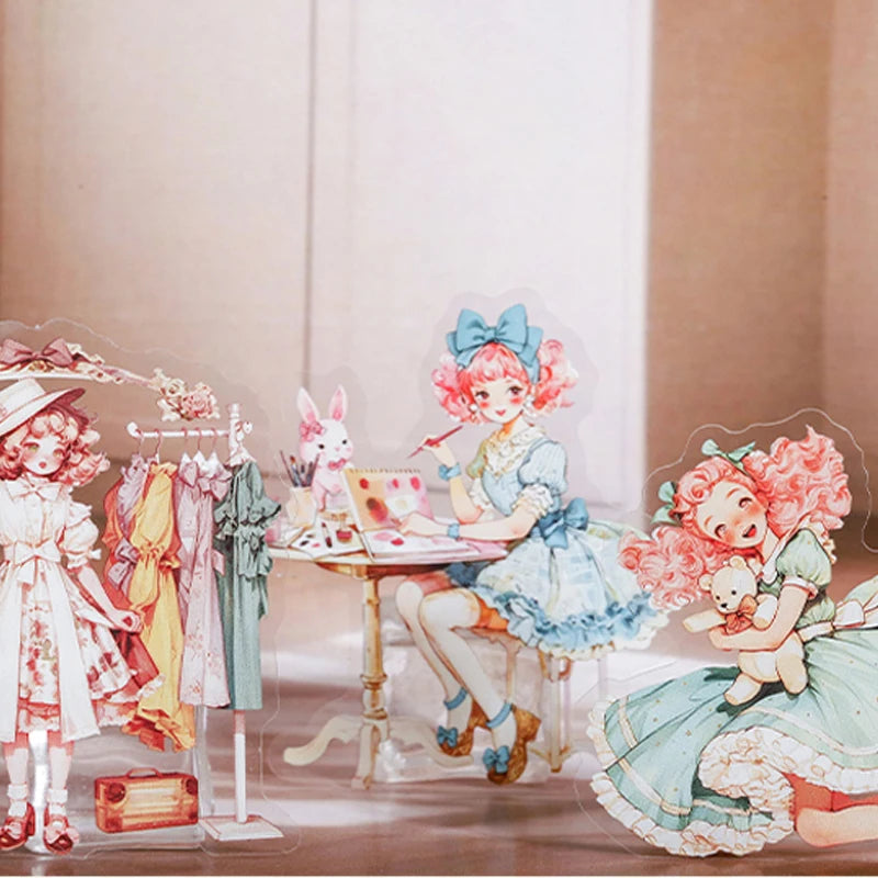 autocollants vintage multicolores personnages illustrations scènes cuisine campagne jardin opaques bricolage scrapbooking