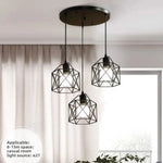 suspension lumineuse industrielle noir grille géométrique opacité ampoules e27