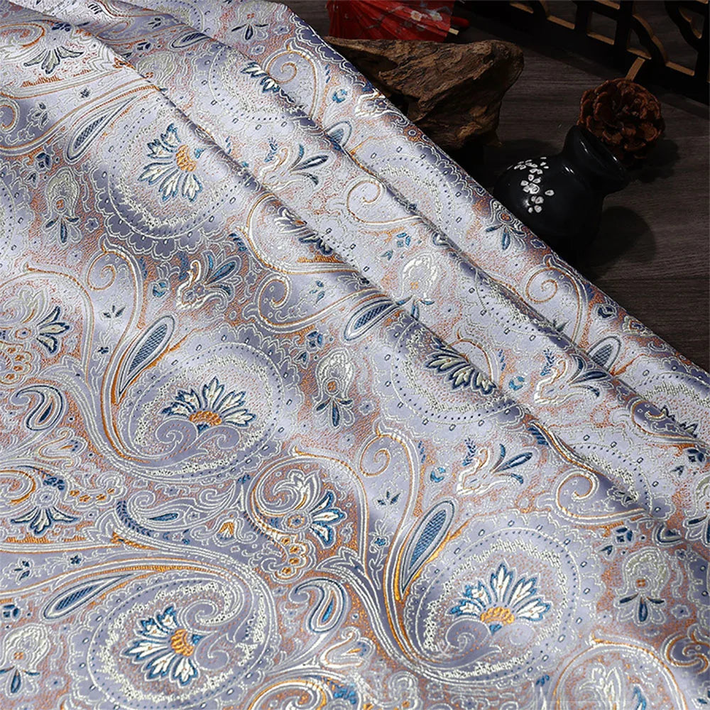 tissu brocart floral rose clair rouge vert bleu fleurs classique 100 polyester 75cm DIY