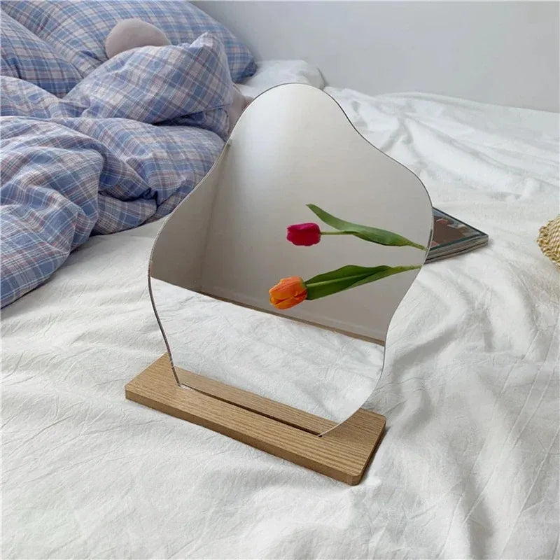 miroir transparent moderne support bois miroir maquillage chambre vanity deco beauté erotique