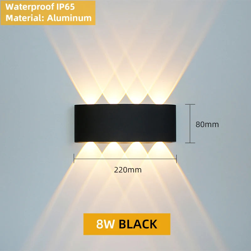 applique murale led moderne noire fixée mur diodes led étanches ip65