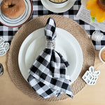 serviettes table jaune blanc carreaux classiques opaques ruban maison restaurant pack six