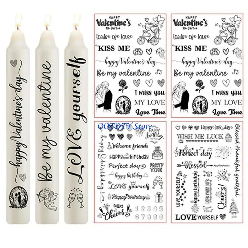 bougies blanc amour saint valentin moderne décoratif symboles textes imprimes opaques
