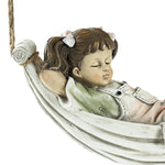 statue jardin résine enfant dormant hamac fille garçon beige blanc verte marron