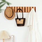 porte sacs mural moderne bois naturel crochets lampe livre minimaliste adhésif