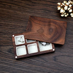 boîte bijoux bois foncé tissu intérieur moderne clips anneaux boucles d'oreilles colliers cadeau présentation