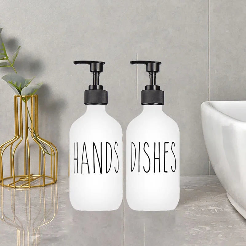 bouteilles savon liquide 500ml noir blanc texte hands dishes minimaliste moderne pompe pression