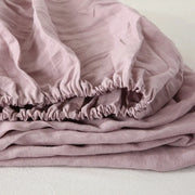 drap housse lin rose poudré gris clair minimaliste texturé élastique oreillers matelas compatibles 35cm