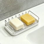 support savon moderne acier inoxydable blanc gris drainage salle bain fixé adhésif deux savons