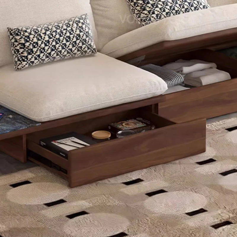 canapé lit moderne bois tissu composite beige marron foncé tissu uni imprimé 2000 2400