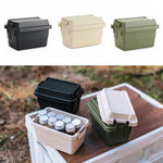 boîtes rangement camping beige vert noir pots conservation couvercle poignées durable respectueux environnement pratique