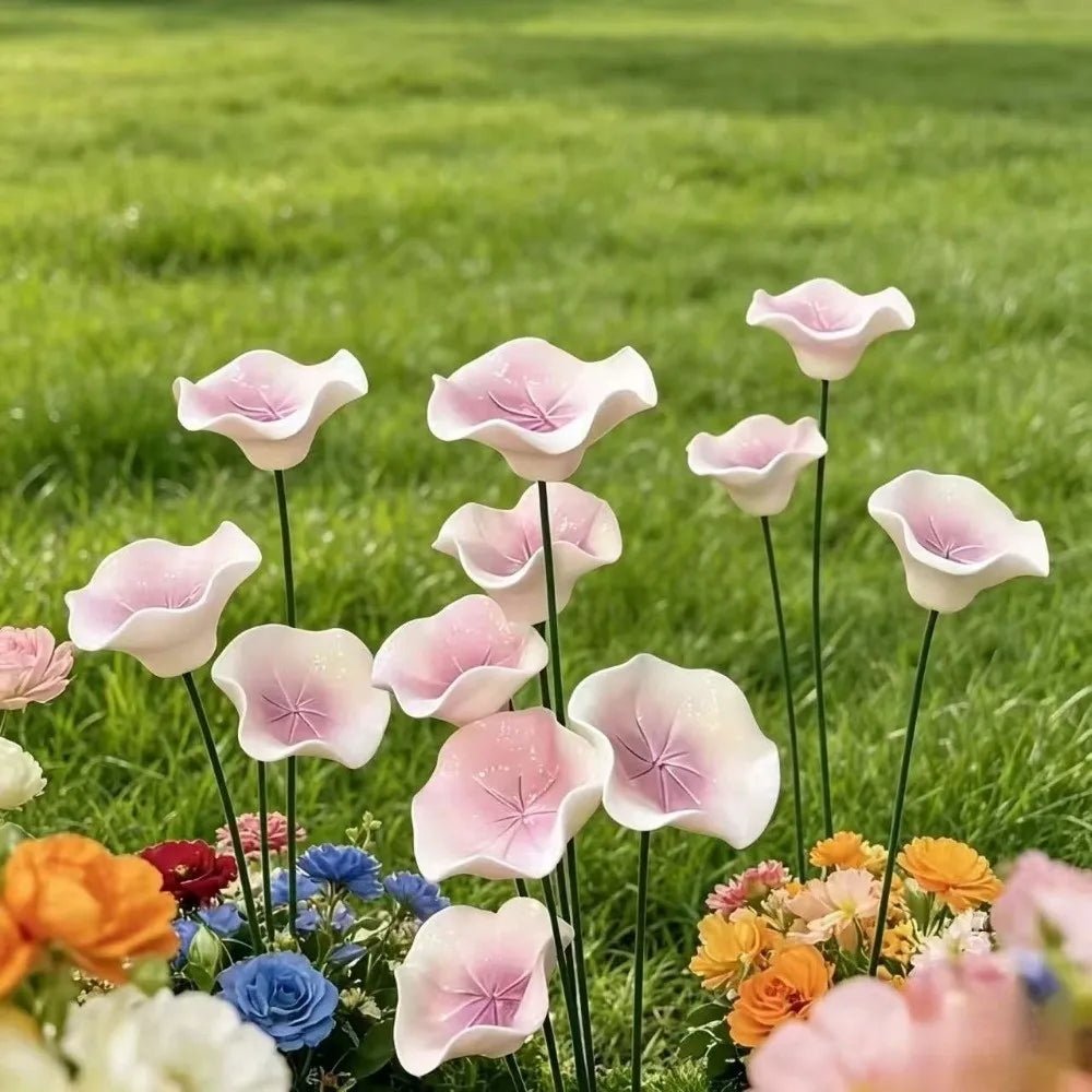 supports papillons artificiels fleurs simples modernes décoratifs tringles rose blanc jaune vert