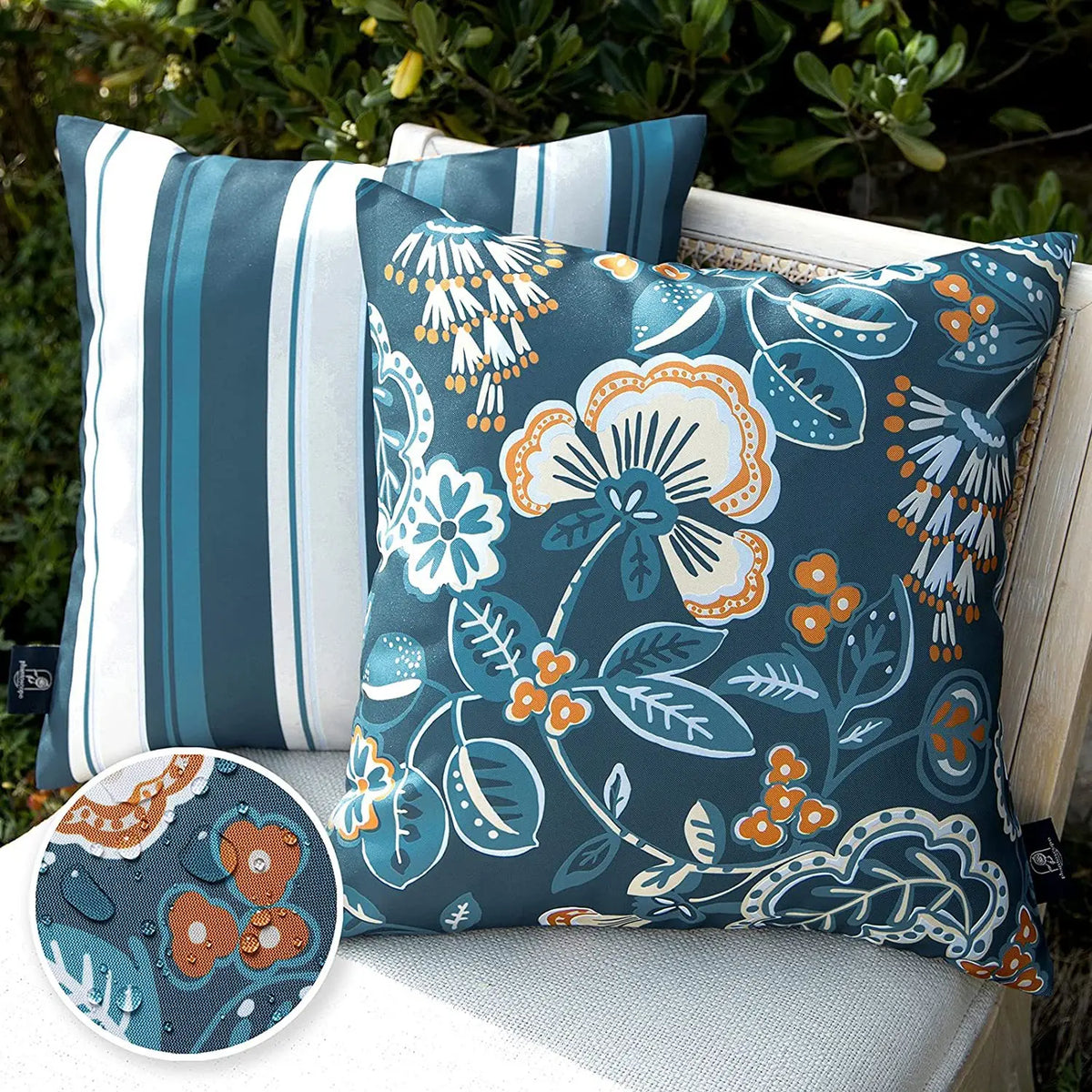 housses coussin imperméables fleurées modernes extérieur intérieur voiture 45x45cm deux lot