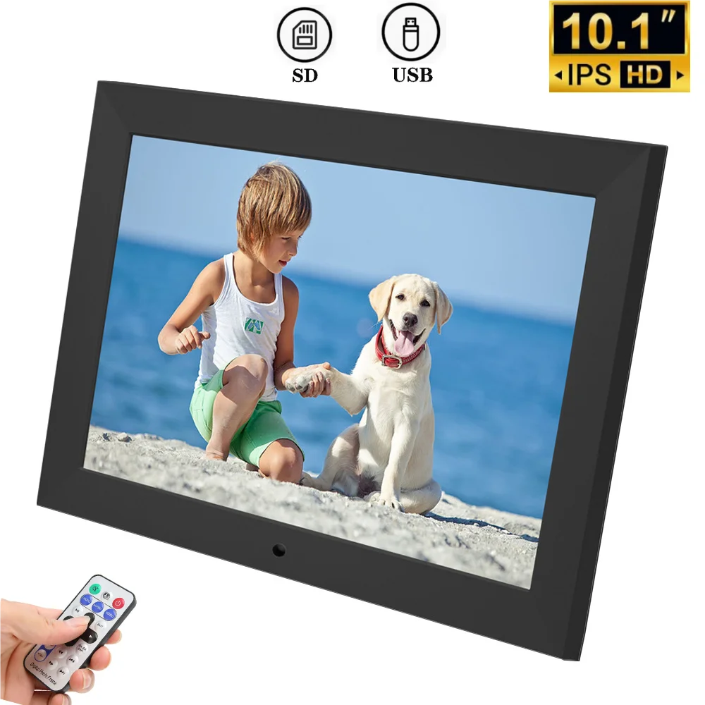 cadre photo numérique hd ips 10 pouces résolution 1280x800 noir blanc moderne pied incliné