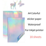 papier autocollant imprimable a4 blanc moderne 10 feuilles étanche imprimante jet d'encre bricolage artisanat