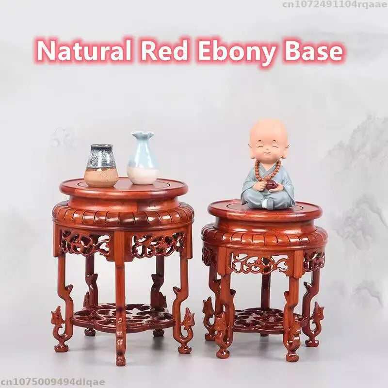 support bois sculpté asiatique traditionnel base plante décoration intérieure vintage trépidation florale complexe
