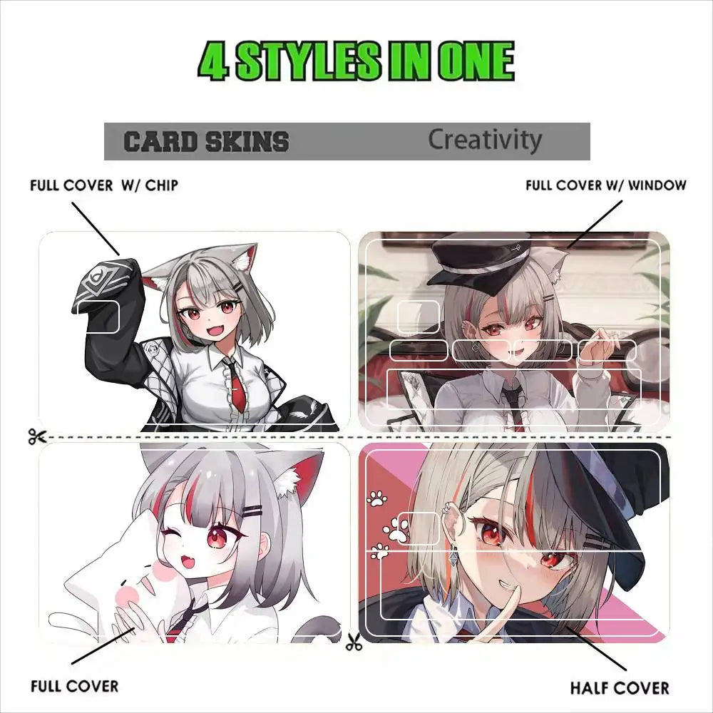 film adhésif décoratif cartes crédit dessin animé fille oreilles chat réutilisable étanche classic français