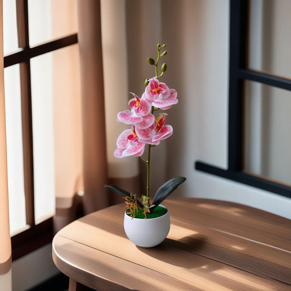 Décoration intérieure orchidée artificielle pot blanc violette bleue blanche minimaliste moderne