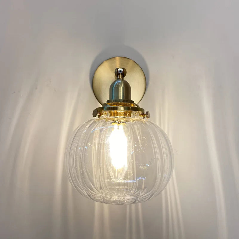 applique murale industrielle vintage or transparent led verre abat jour éclairage chambre couloir nordique