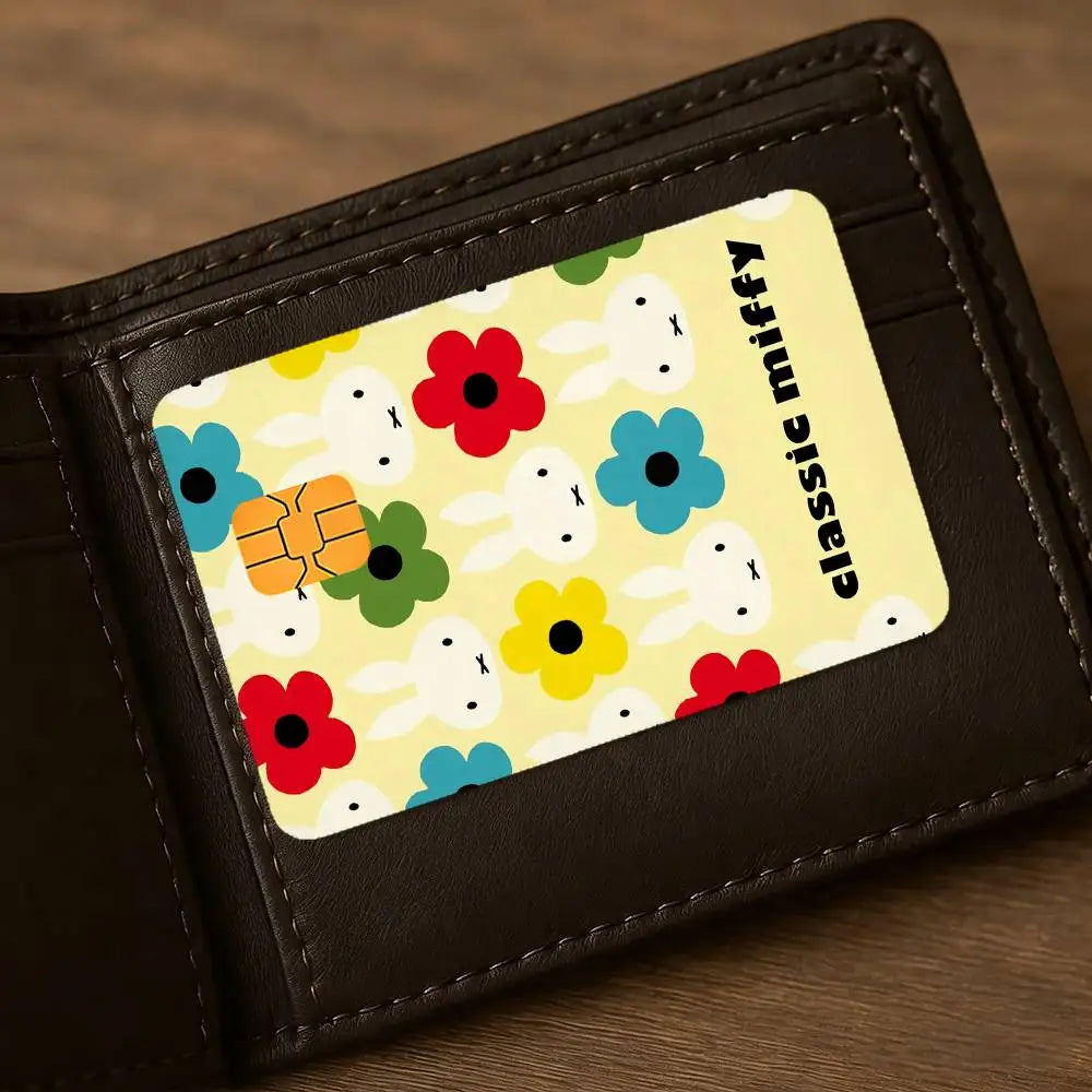 autocollants protection carte bancaire dessins animés miffy waterproof résistance griffures pièces adhésif cartoon enfants