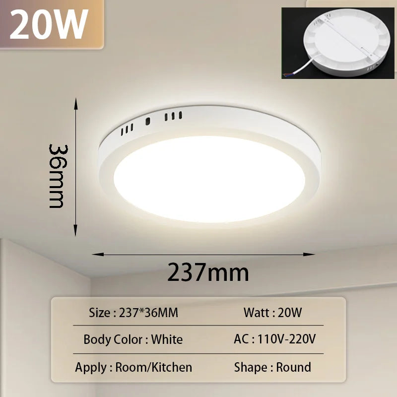Lampe led blanc moderne ultra fine rond carré 30w 20w 15w 10w