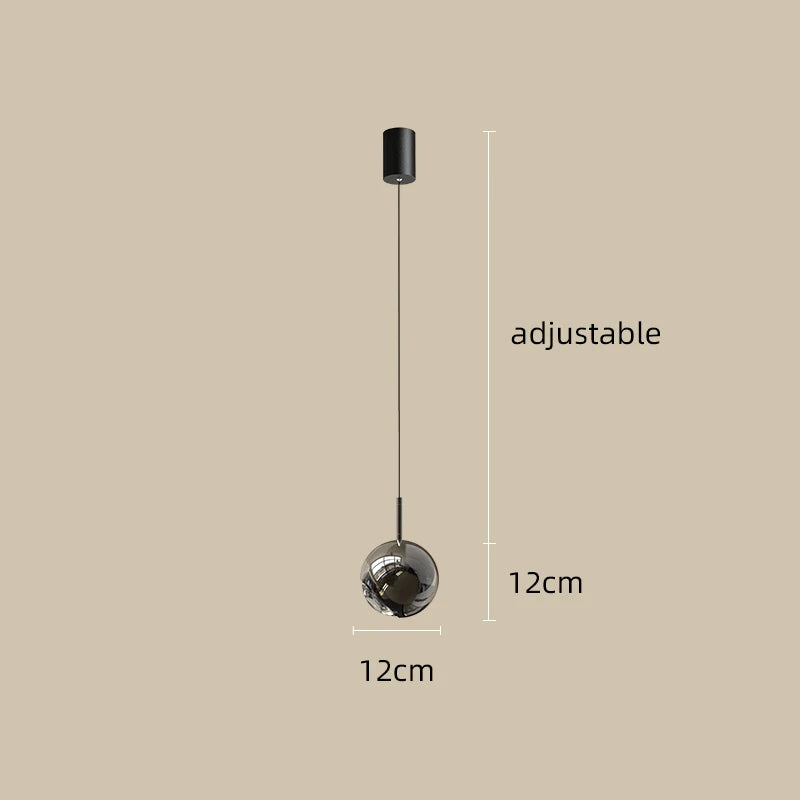 Suspension lumineuse moderne sphérique brillante noir argent or salon chambre