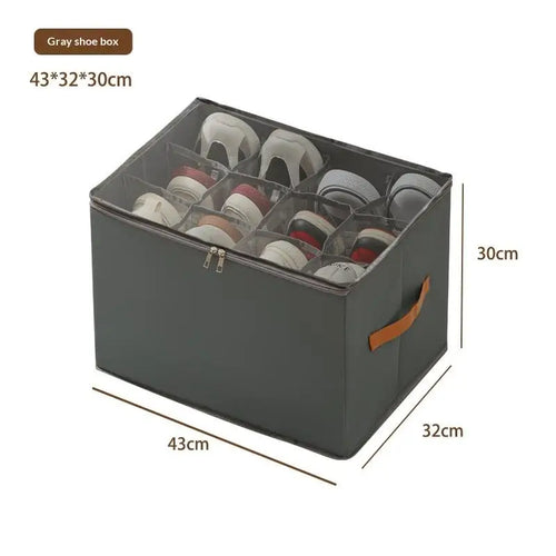 boîtes rangement tissu polyester beige noir gris moderne pratique rangement chaussures vêtements poignées cuir