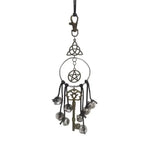 porte clés vintage pentagramme clé antique clochettes boho chic ornement métallique doré chaîne noire